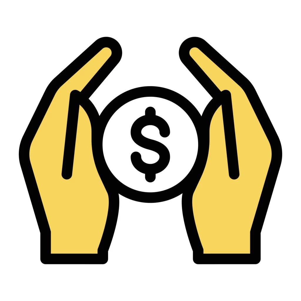 Hands with money icon