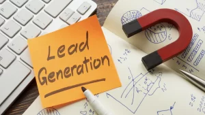 Lead Generation Sign and Magnet on the Notebook 