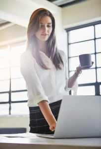 businesswoman checks her email